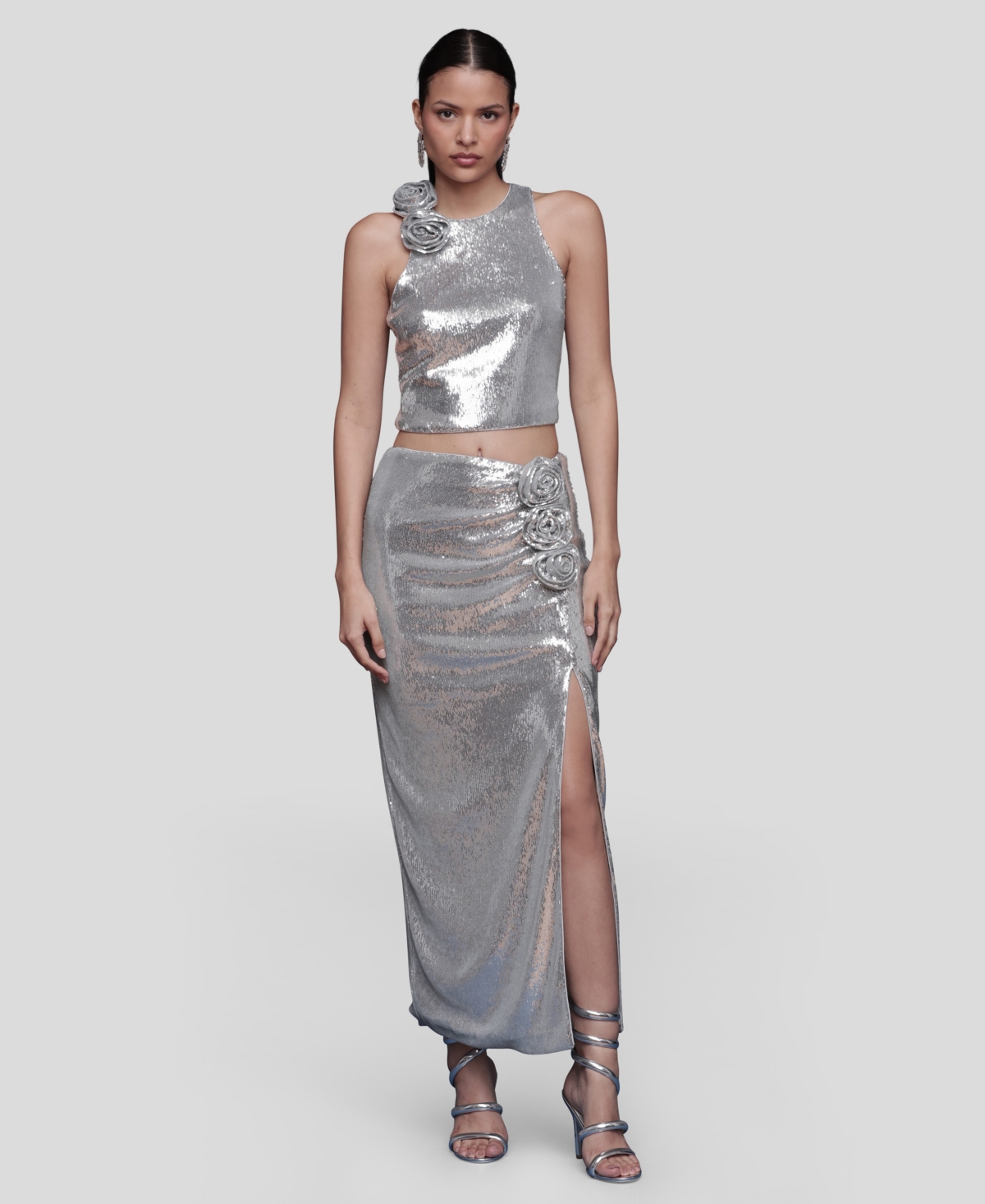 Avec Les Filles Women's Asymmetrical Ruched Midi Skirt In Gray