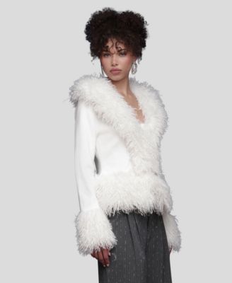 Women's V-Neck Trimmed Cardigan Sweater