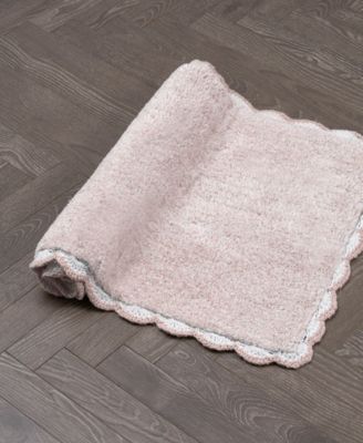 Laura Ashley Heathered Crochet Border Cotton Bath Rug Set