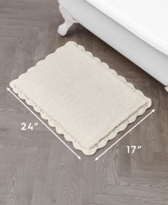 Heathered Crochet Border Cotton Bath Rug, 17" x 24"
