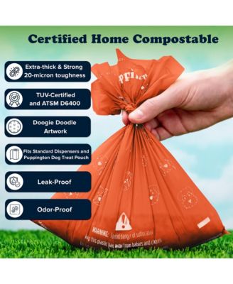 Compostable Dog Poop Bags, 180 Bags, Poppy Orange