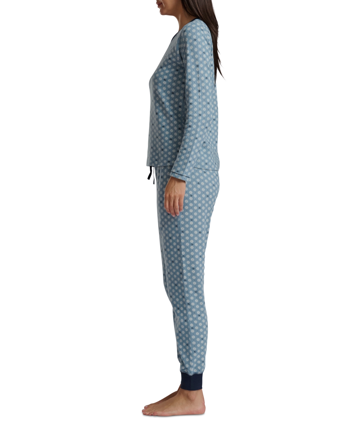 Tommy Hilfiger Women's 2-pc. Packaged Printed Thermal Pajamas Set In Blue