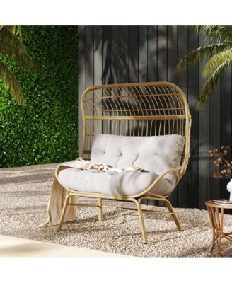 - Modern Light Brown Palos Outdoor Wicker Loveseat