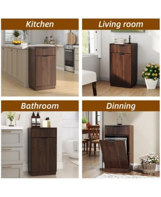 10 Gal TiltOut Trash Can Cabinet Woodgrain Wave Textured Pull Out Bin