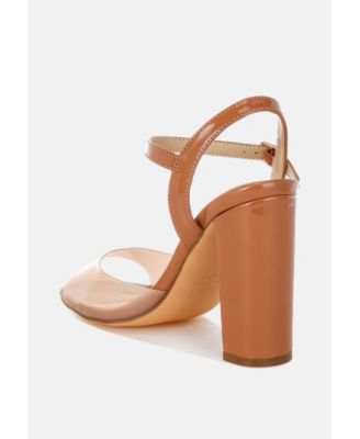 Womens Kessel Tinted Clear Strap Block Heel Sandals