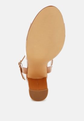 Womens Kessel Tinted Clear Strap Block Heel Sandals