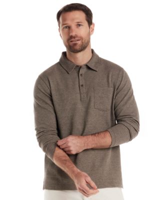Men's Long Sleeve Waffle Polo Shirt