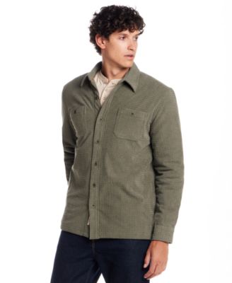Men's Sherpa Lined Grid Collared Shirt Jacket
