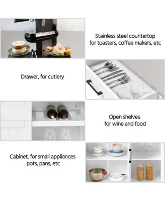 36" Stainless Steel Top Kitchen Island Cart with Storage