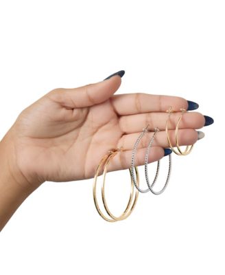 Mixed Metal Hoop Earring Set in Gold & Silver-Tone