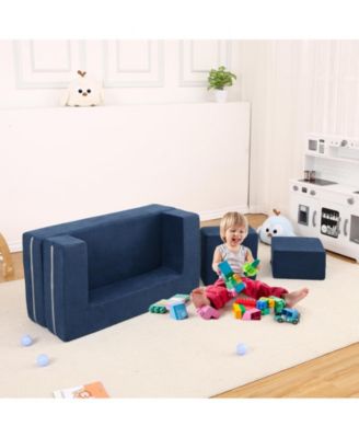 Kids Couch 3PCs Modular Kids Play Couch, Toddler Couch Kids Convertible Sofa Foam Floor Sofa