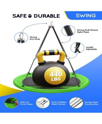 43" Saucer Swing (Kids & Adults): 700lbs Capacity, Waterproof, Adjustable Hanging Straps – Backyard/Indoor/Outdoor.