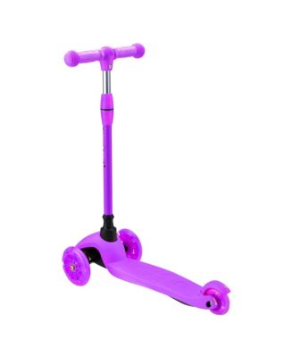 Lightweight and Adjustable Mini Kickboard  Scooter with LED Light Wheel for Kids (Purple)