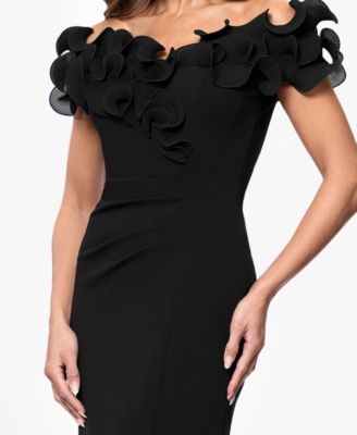 Women's Ruffled-Off-The-Shoulder Crepe Gown