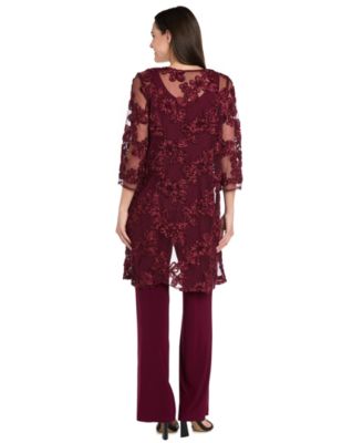 Women's Soutache Long Jacket, Necklace Top &  Pants Set