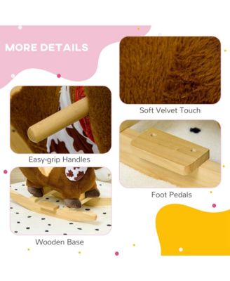 Baby Rocking Horse, Plush Animal Rocker w/ Realistic Sound, Pedals