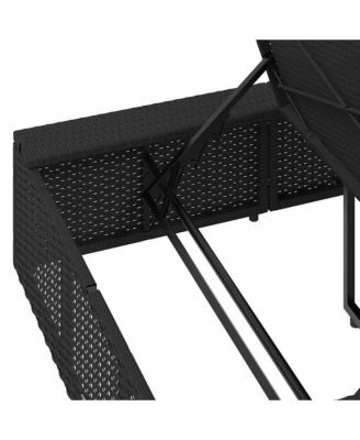 Patio Sunbed Black PE Rattan Large Height-Adjustable