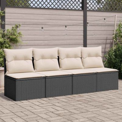Garden Sofa Black and Cream White