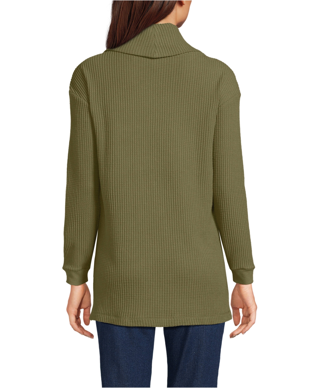 Lands' End Women's Petite Long Sleeve Waffle Cowl Neck Tunic