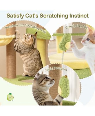 Multi-level Cat Tree w/ Wide Perch Rotatable Basket Removable Soft Cushions