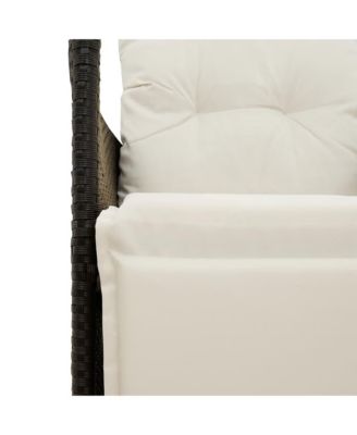 Reclining Garden Sofa Black, Cream White
