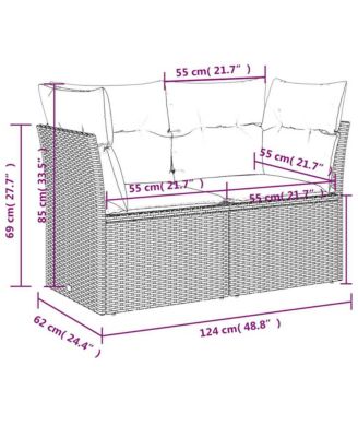Garden Sofa Grey PE rattan, powder-coated steel 2-seater