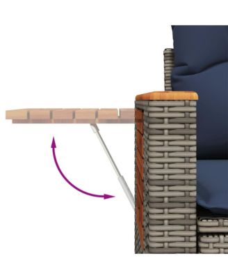 Patio Sofa with Cushions 2-Seater Gray Poly Rattan