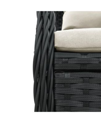 Reclining Garden Chair Black PE rattan Standard outdoor chair size