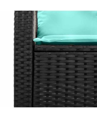 Patio Sofa 2-Seater with Cushions&Table Black Poly Rattan