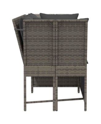 Garden Sofa Grey PE rattan, powder-coated steel, polyester