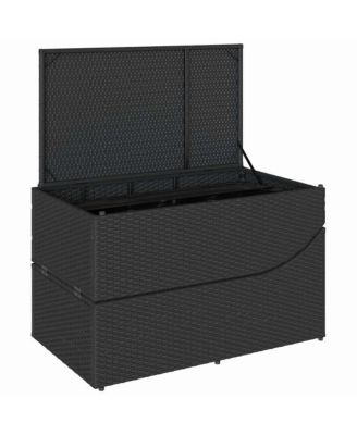 Folding Sun Lounger Black PE rattan, powder-coated steel Standard
