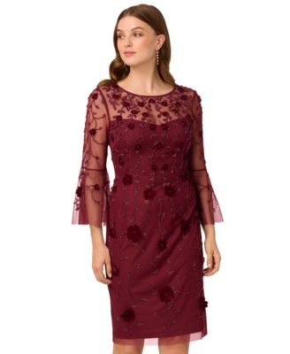 Adrianna Papell - Women's Beaded Velvet Boat Neck Sheath Dress