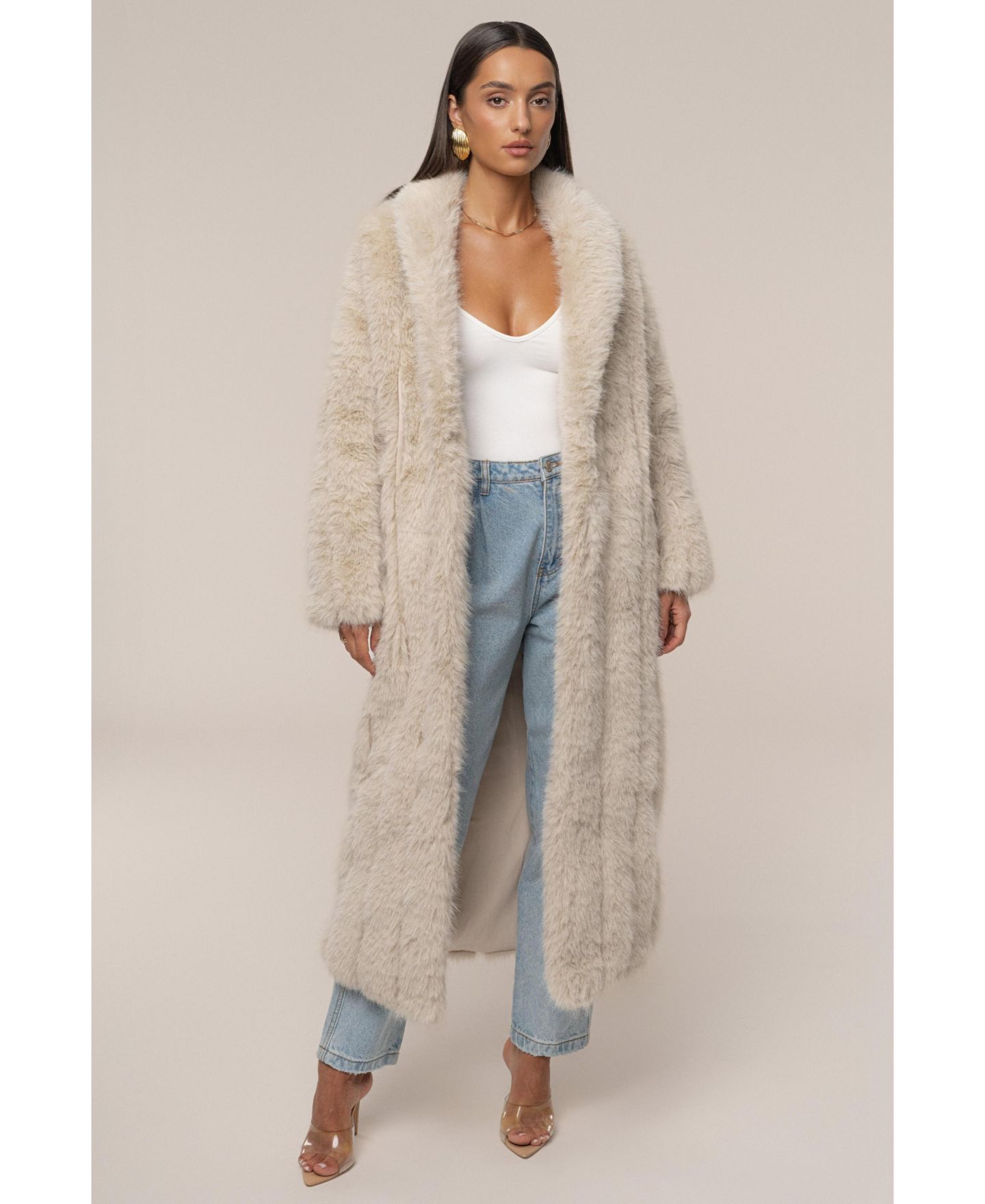 Женское пальто JLUXLABEL Manhattan Faux Fur, цвет: Бежевый — фото 3