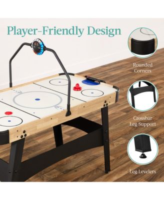 54in MDF Air Hockey Game Table w/ LED Lights, Scoreboard, Powerful Motor
