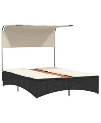 Patio Double Sun Lounger Black PE rattan Double