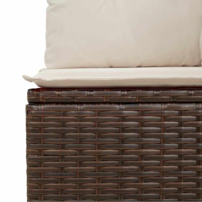 Garden Sofa Brown Poly Rattan Medium Adjustable Feet