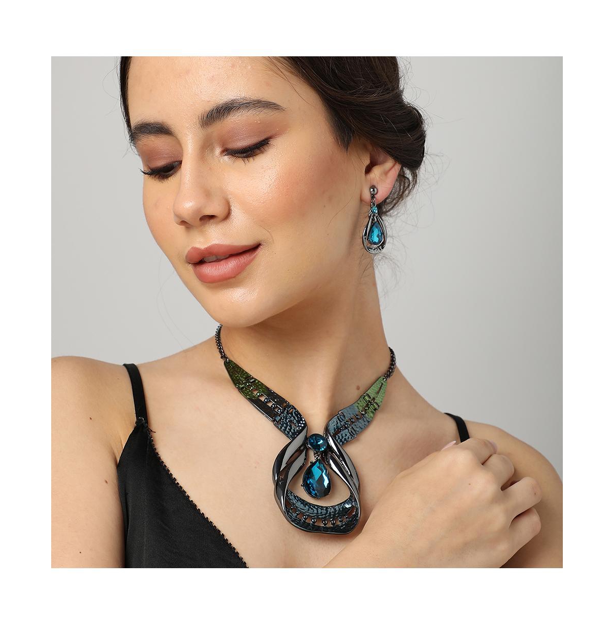 Sohi Women's Statement Jewellery Set In Blue