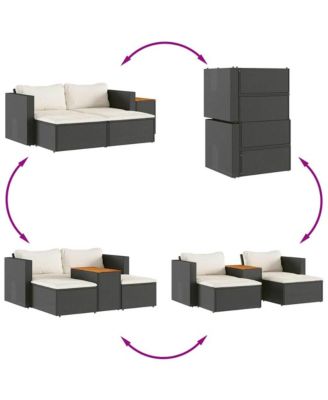 Garden Sofa Set Black, Cream White