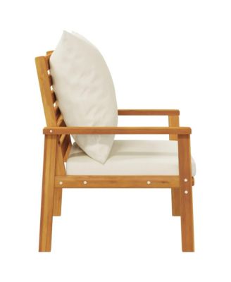 Sofa Chair Cream White Solid Acacia wood, 100% polyester Medium