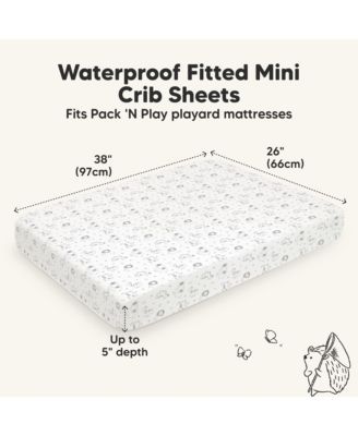 2pk Isla Waterproof Mini Crib Sheets for Boy, Girl, Soft Pack and Play Sheets for Graco Pack and Play Mattress