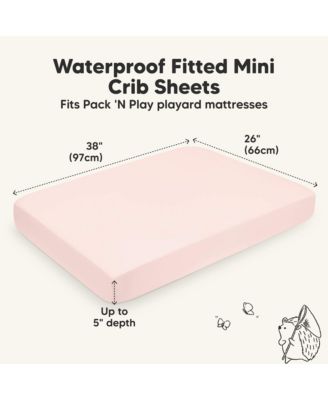 2pk Isla Waterproof Mini Crib Sheets for Boy, Girl, Soft Pack and Play Sheets for Graco Pack and Play Mattress