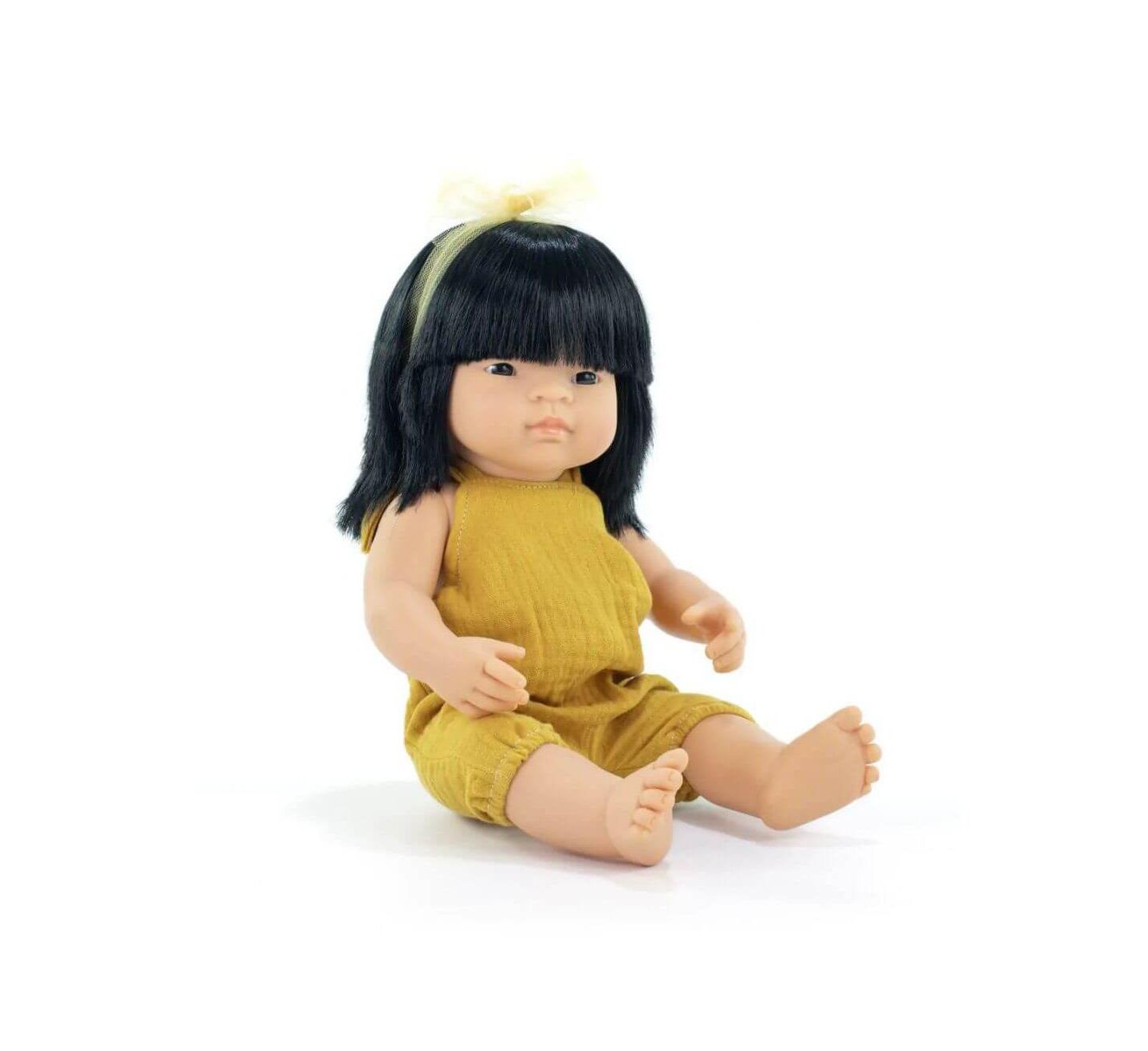 Детская кукла MINILAND My Friends and Me 15" Asian Black Hair Articulated Baby Doll, Ages 10 Months+, цвет: Light Skin — фото 1