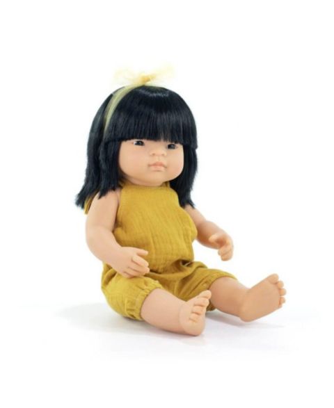 Детская кукла MINILAND My Friends and Me 15" Asian Black Hair Articulated Baby Doll, Ages 10 Months+, цвет: Light Skin