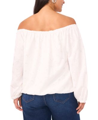 Plus Size Off-The-Shoulder Bubble Sleeve Top