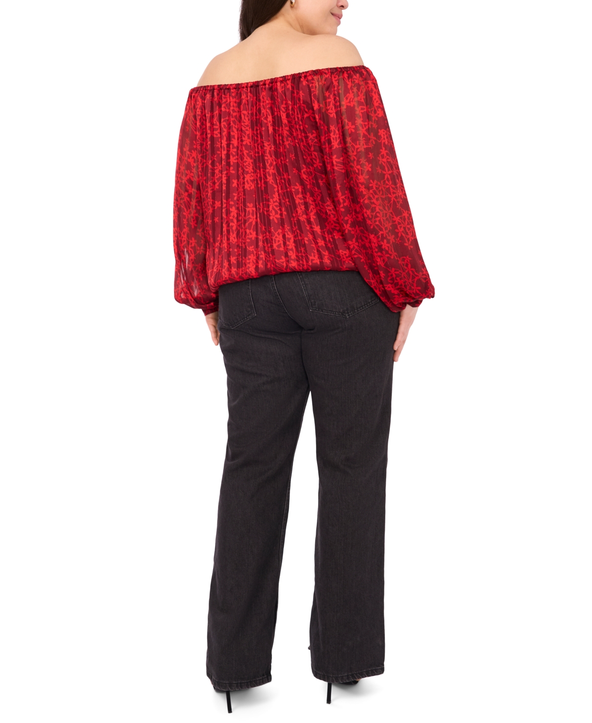 Vince Camuto Plus Off-The-Shoulder Printed Top