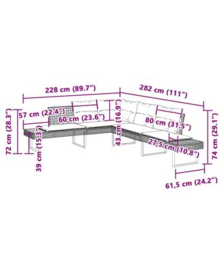 Garden Sofa Grey Poly Rattan L-shaped Removable Covers