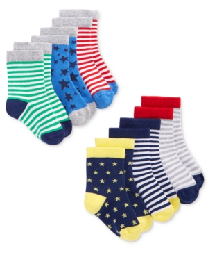 image of First Impressions Baby Boys 6-Pack Stars & Stripes Crew Socks, Created for Macy-s
