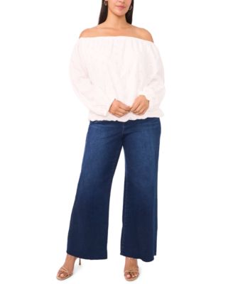 Plus Size Off-The-Shoulder Bubble Sleeve Top