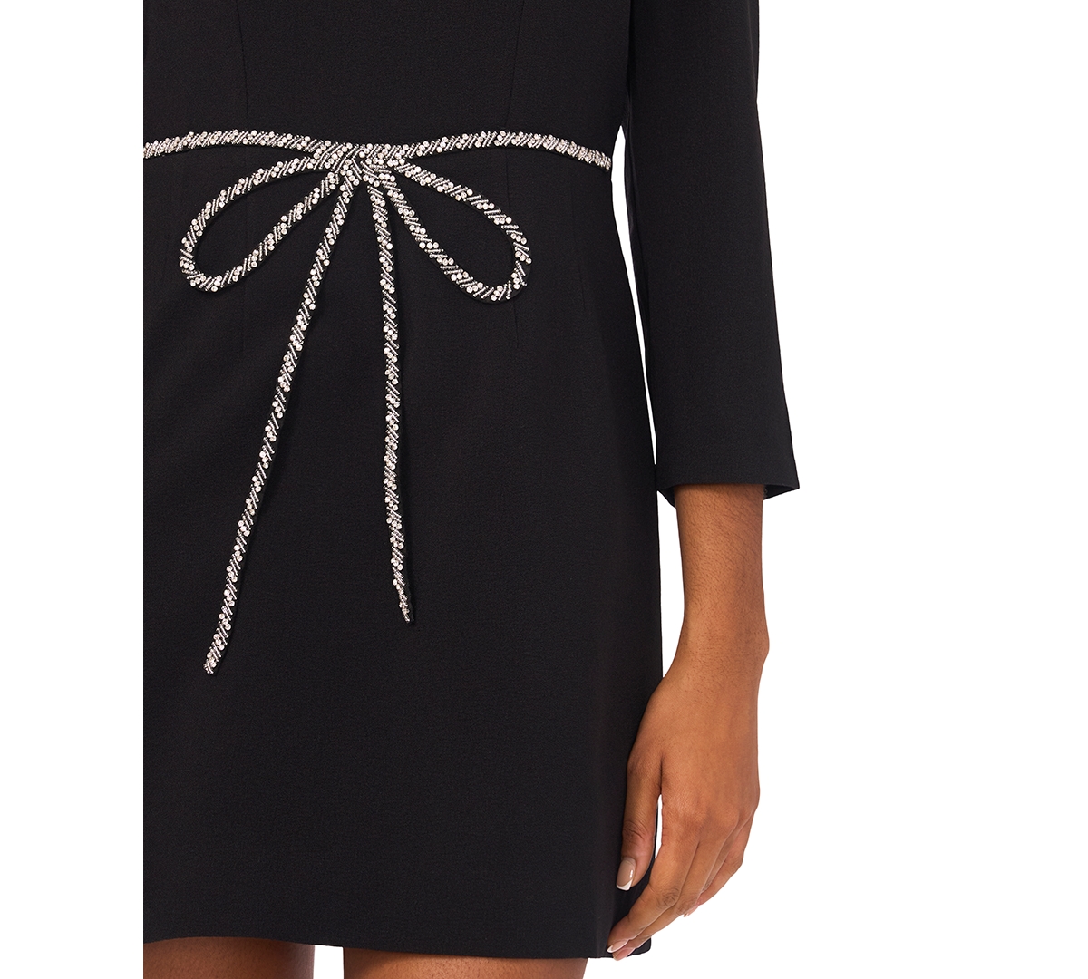 CeCe Women's Long Sleeve Square Neck Applique Dress