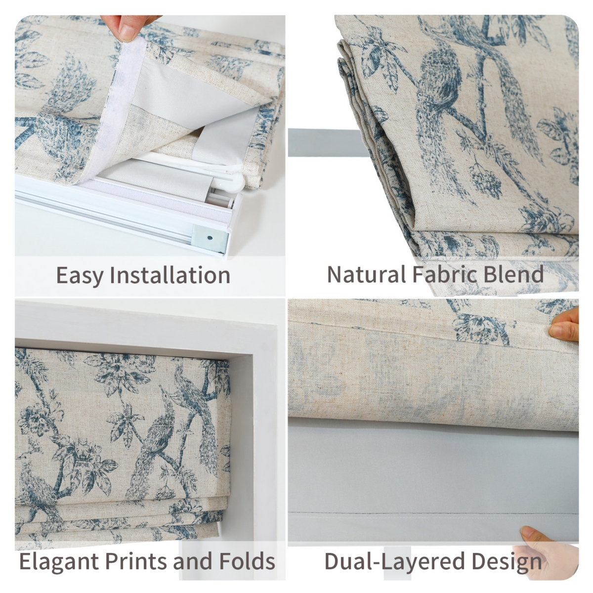 Shadisfy Peacock 100% Blackout Dual Layered Pull-Down Roman Shade for Windows